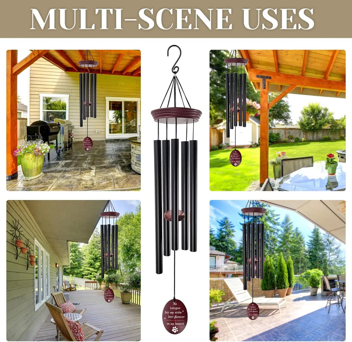 Pet Memorial Wind Chime For Dog Loss Tuned Aluminum G Scale Garden Gift