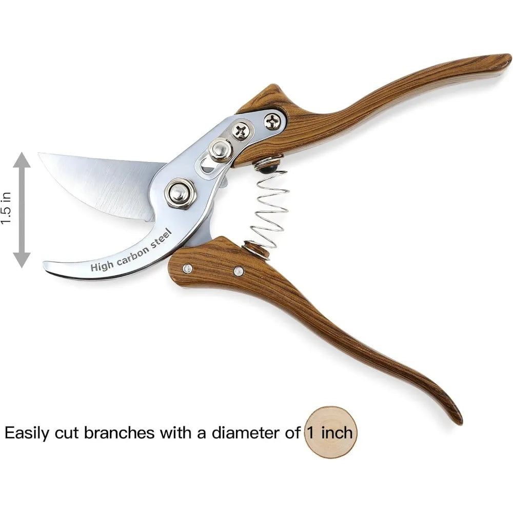 Heavy Duty Garden Pruning Shears 75Cr1 High-Carbon Steel Blades Ideal for Trimming Limbs, Plants, Shrubs & Vines - Fundamental Hand Tool for Florists