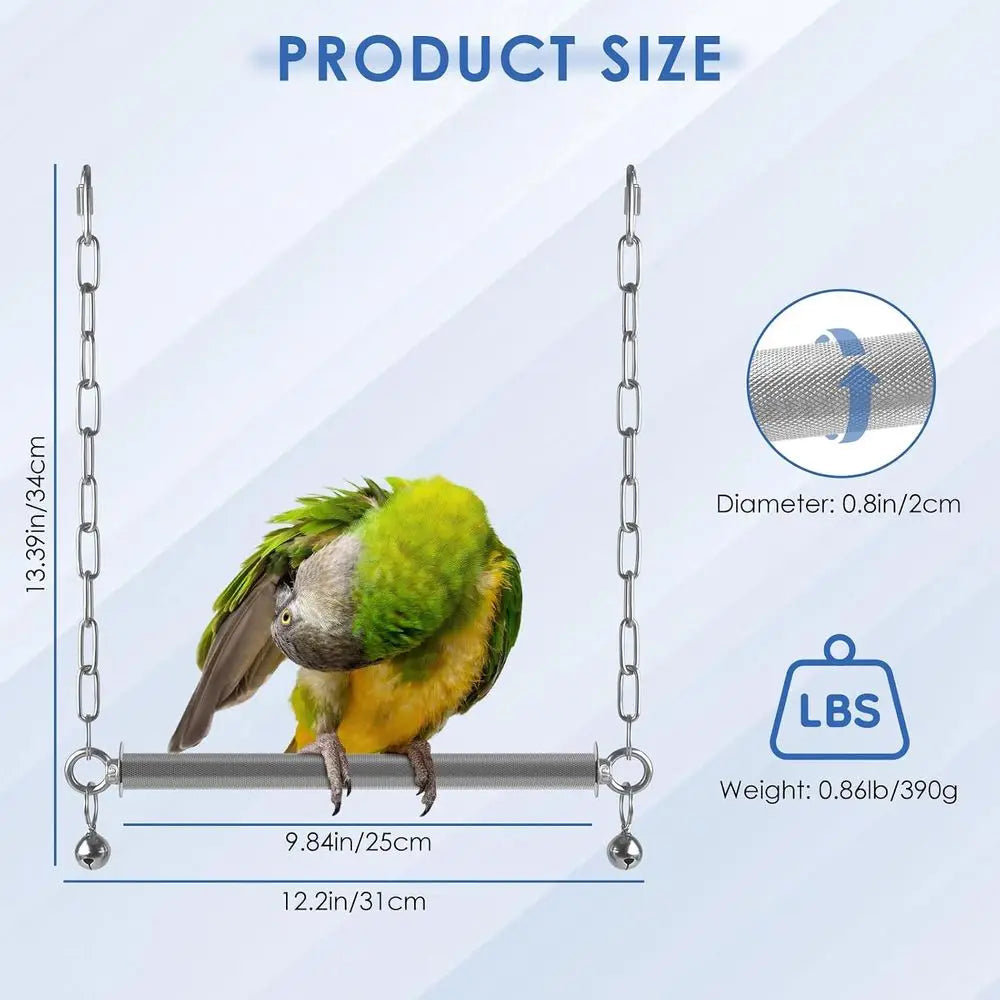 Large Bird Swing, Hanging Heavy Duty Parrot Swings Perches Stand Toys, Claw Grinding Birdcage Accessories for African Grey Cocka
