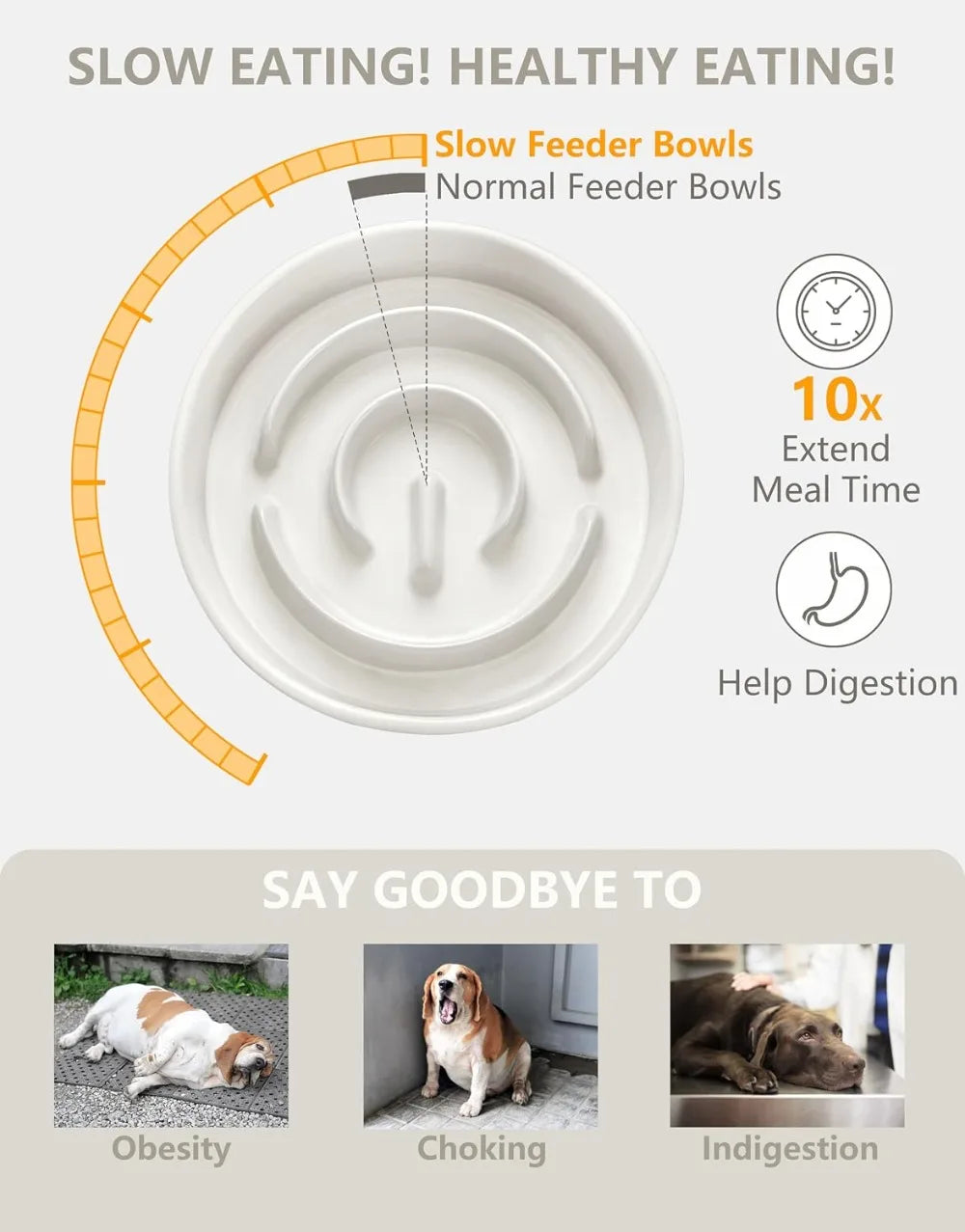 Ceramic Slow Feeder Dog Bowl Puzzle Maze for Medium Dogs