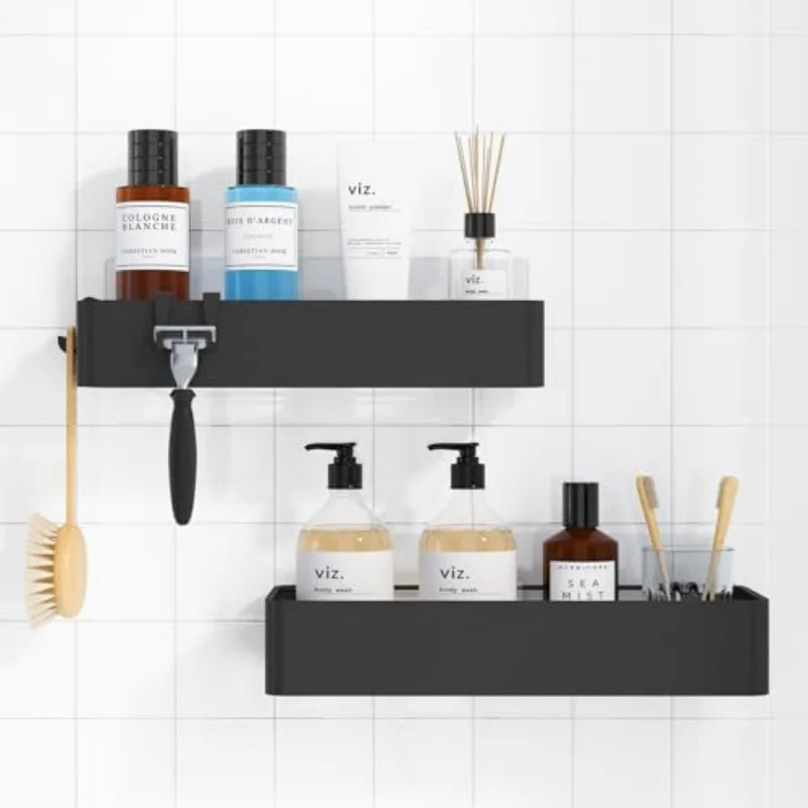 Adhesive Shower Caddy 2 Pack No Drill Organizer Rustproof Shelves