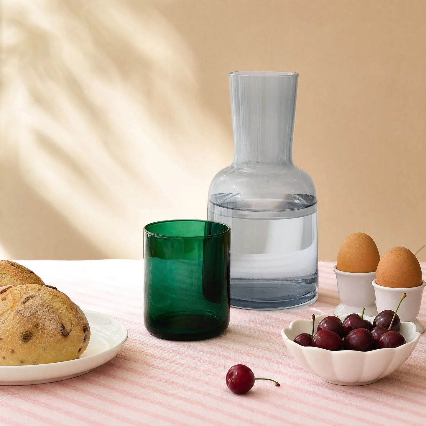 Glass Water Carafe Set with Tumbler Cup, Handblown Glass Pitcher and Cup Set for Cold Drink Water Milk Coffee