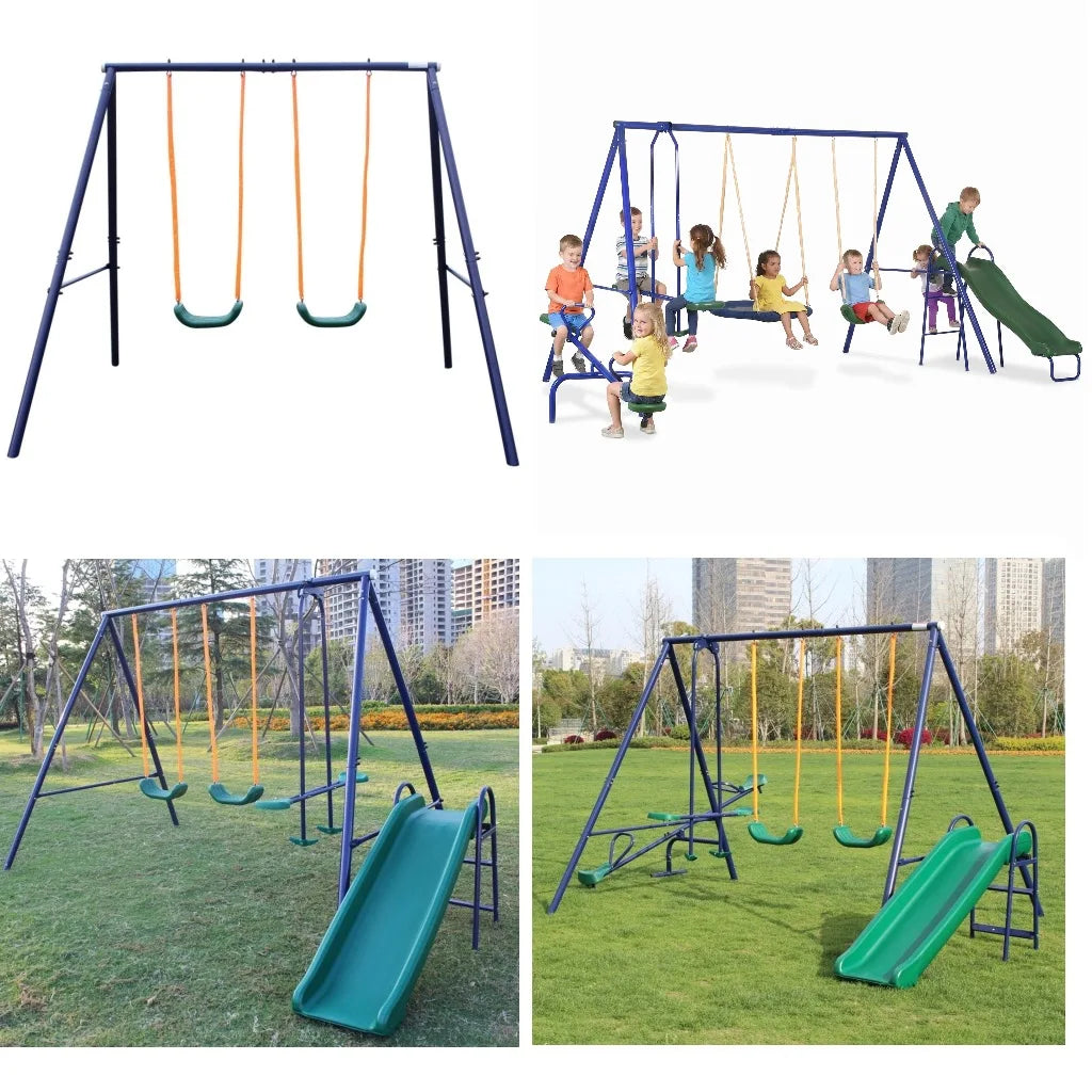 (Multiple models) Metal Swing Set for Kids Outdoor, Heavy Duty Frame with Double Swings,  for Backyard Playground.