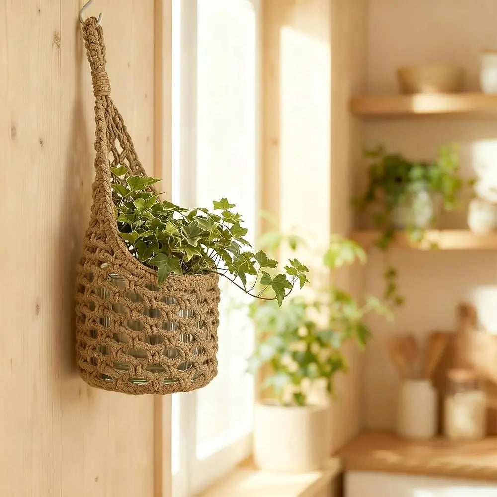 Wall Plant Hanger, Hanging Planter Basket Holder, Wall Planters, Indoor Plants, 6-Inch Pot (Brown)