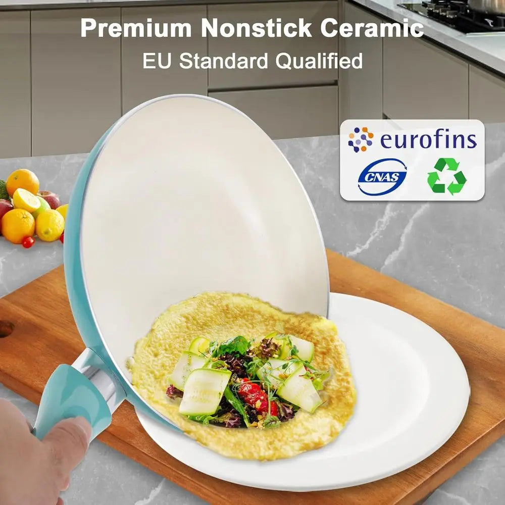 Pots and Pans Set Nonstick, 11pcs Kitchen Cookware Sets Induction Cookware, Non Stick Cooking Set, Stay Cool Handle & Bamboo Kit