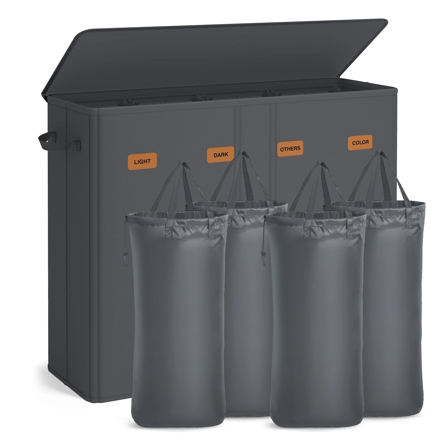 Songmics Laundry Hamper 4-Compartment Sorter With Lid And Liner Bags