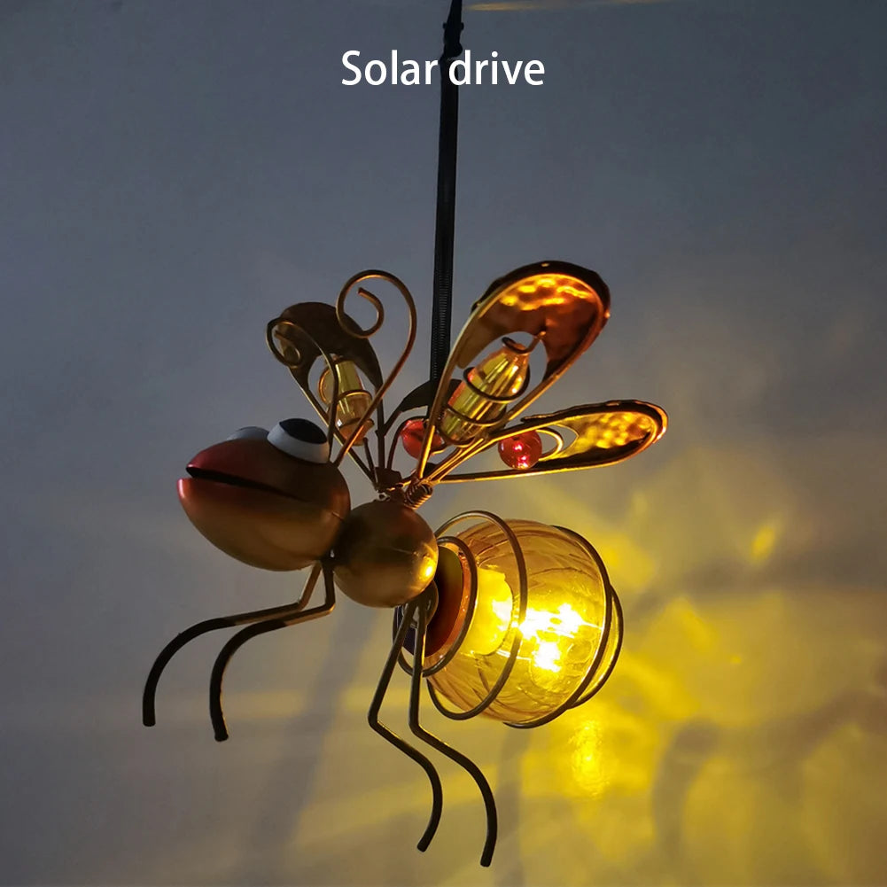Shunmaii Solar Powered Bug Fairy Lights Hanging Insect Lamp Ornament