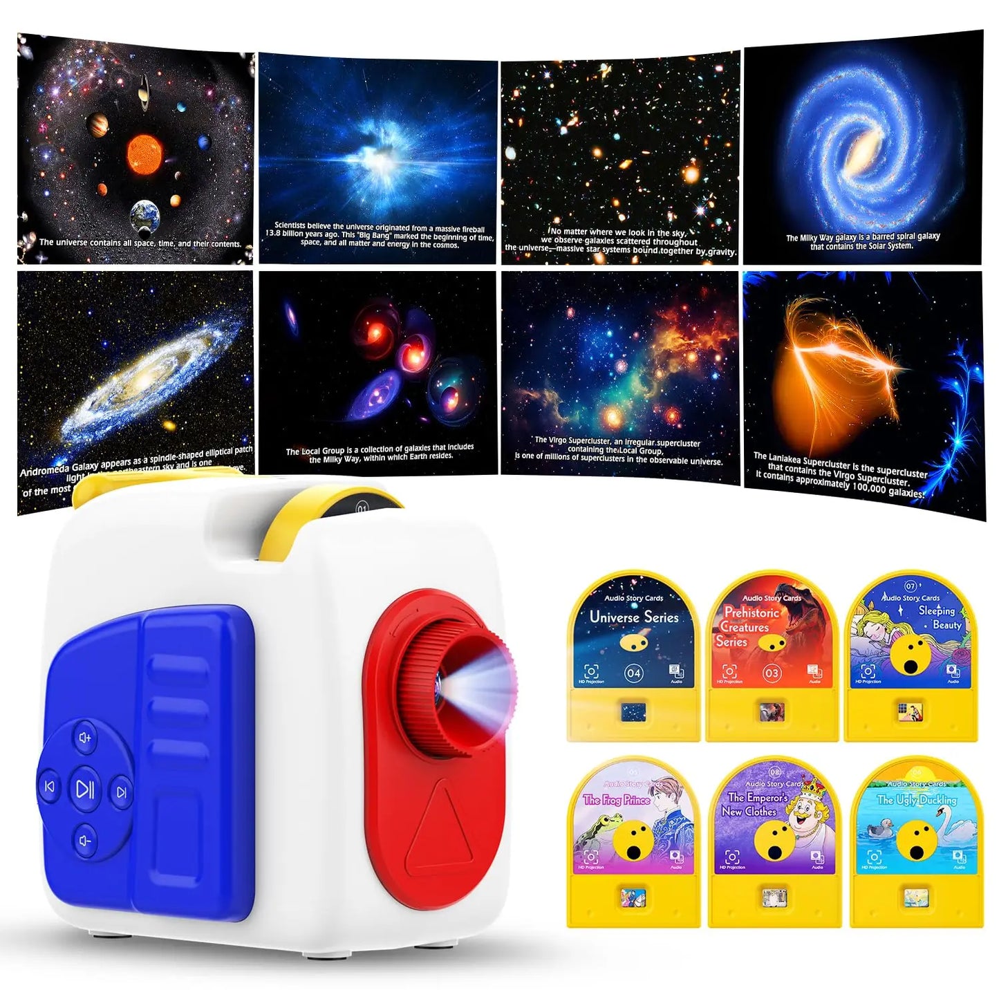 Galaxy Projector Planetarium Star Projectorm Bedtime Story Projector Kids 48 Story Cards Night Light Voice Narration Kids Adults Bedroom Decor Birthday Gifts