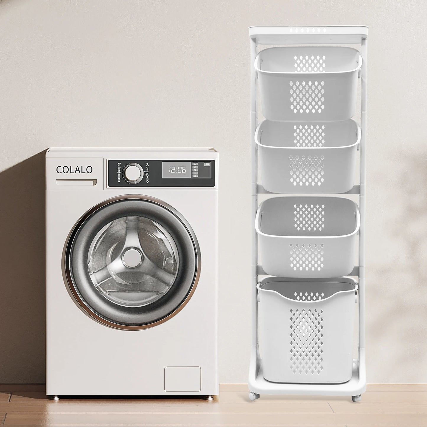 2 4 Tier Laundry Basket Cart With Removable Storage Buckets