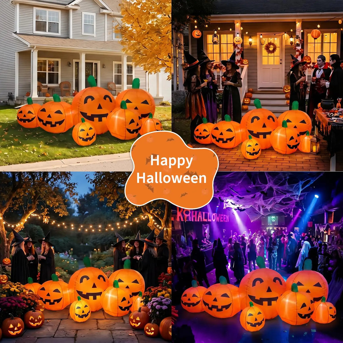 HiMISS Halloween Inflatable Pumpkin Patch LED Lights Outdoor Yard Decor