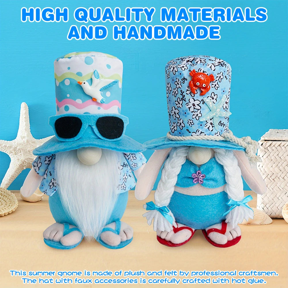 Beach Gnomes Plush Couple Decor Shelf Sitters Two Pieces