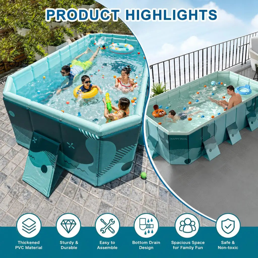 Foldable No Inflatable Family Swimming Pool Multi Layer PVC Portable Outdoor