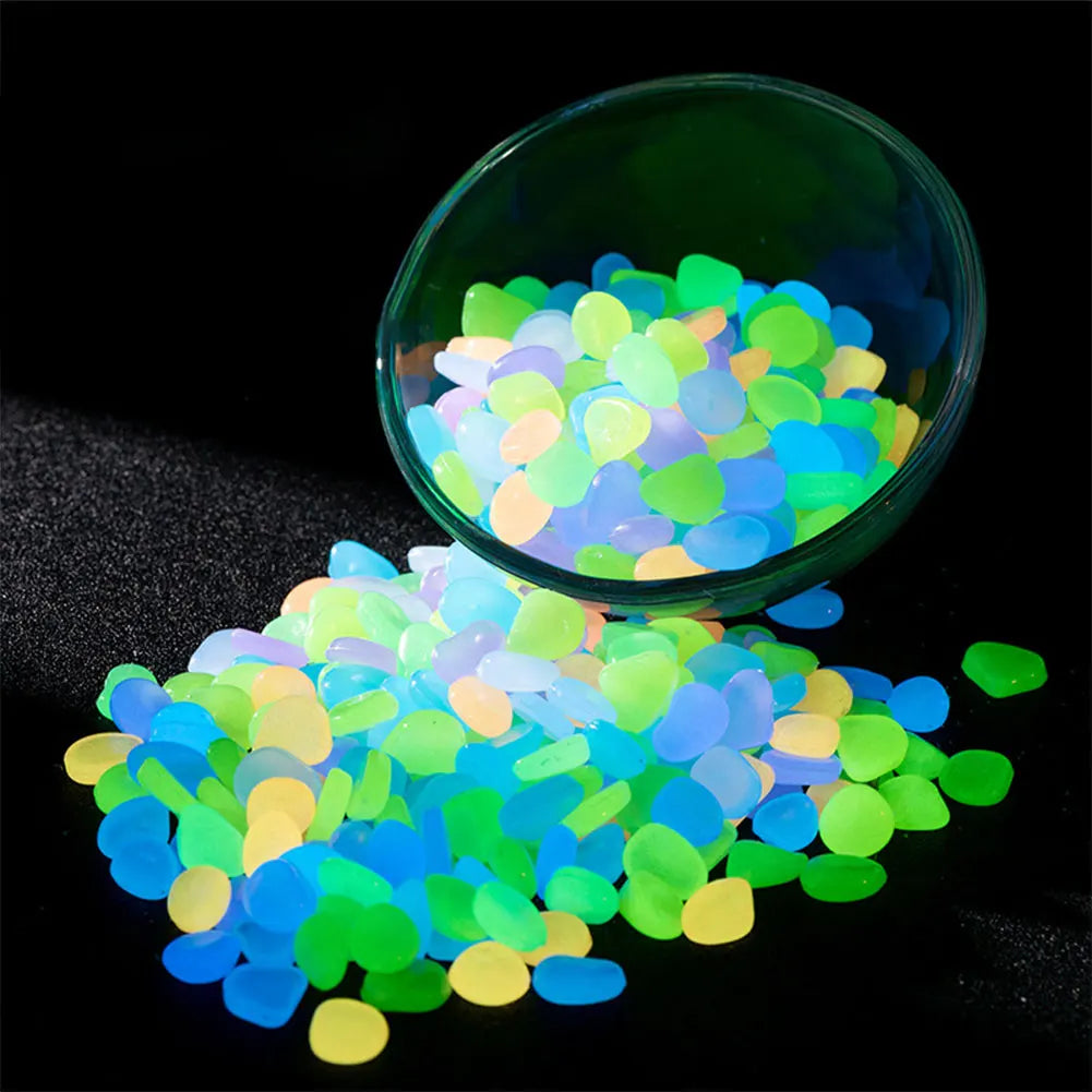 APWIKOGER Glow In The Dark Garden Pebbles 100Pcs Luminous Stones