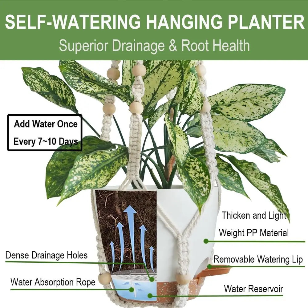 3 Sets Hanging Planters Indoor Plants Self-Watering Hanging Pots Plant Hangers Outdoor Hanging Lower Pots Drainage 3 Different S