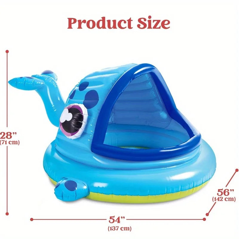 Inflatable Whale Kiddie Pool Tent for Toddler Swim Play