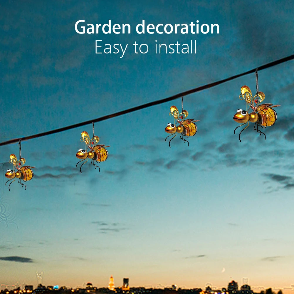 Shunmaii Solar Powered Bug Fairy Lights Hanging Insect Lamp Ornament