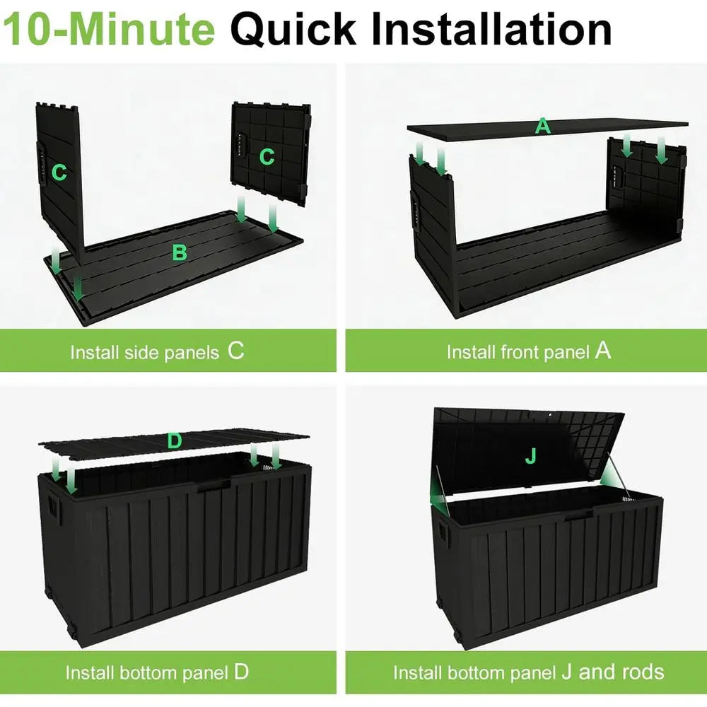 Outdoor Storage Box Waterproof Lockable Patio Garden Tools