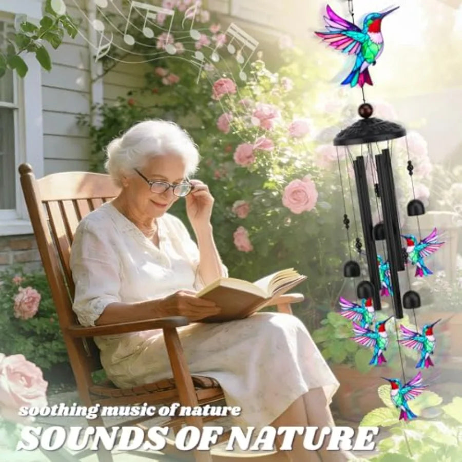 Hummingbird Wind Chimes Outdoor Metal For Patio Yard Garden