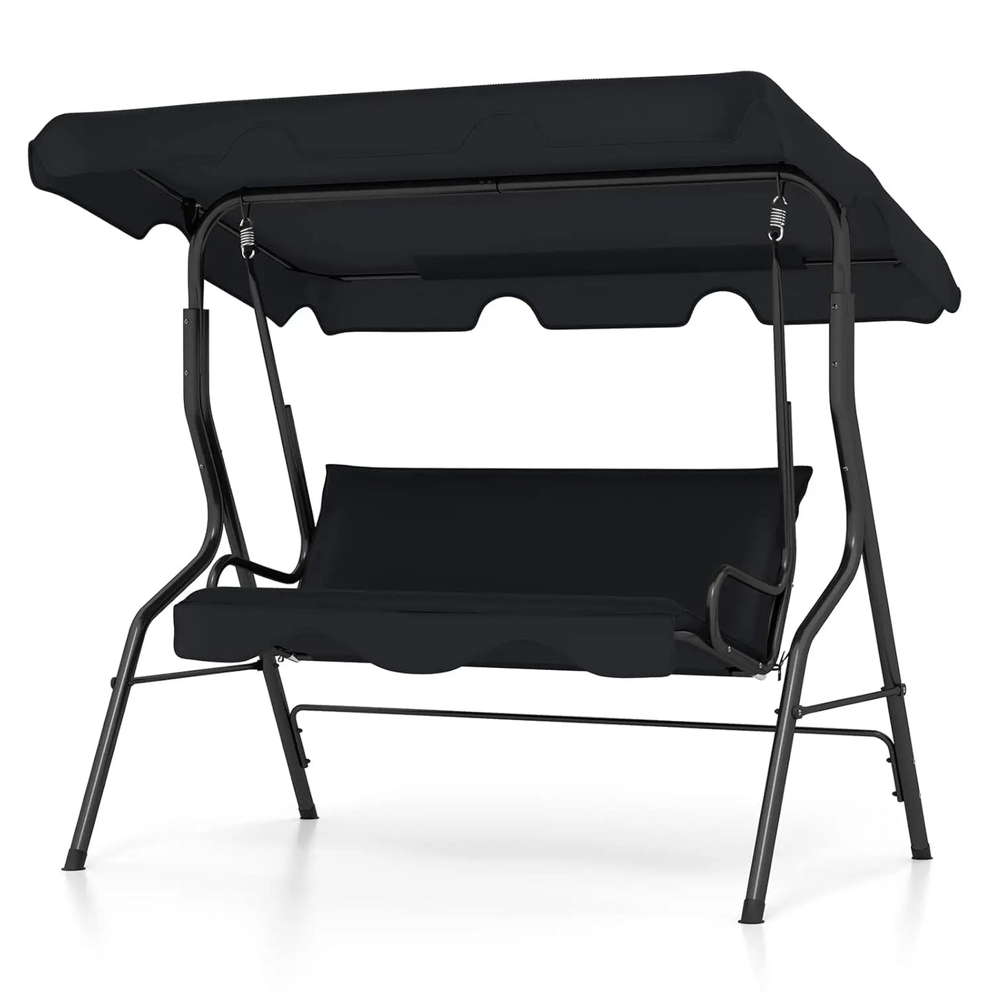 3 Person Porch Swing with Removable Cushion & Powder-Coated Steel Frame Canopy for Patio Porch Backyard Garden Balcony, Custom