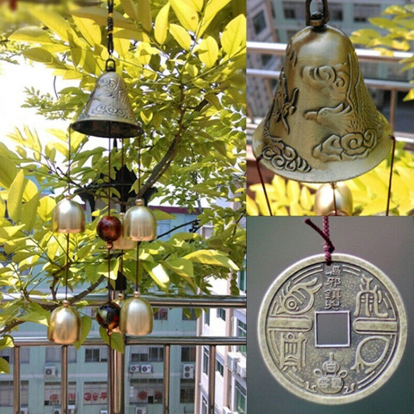 Xiangyanghua 6 Copper Bells Wind Chimes Outdoor Metal Decor
