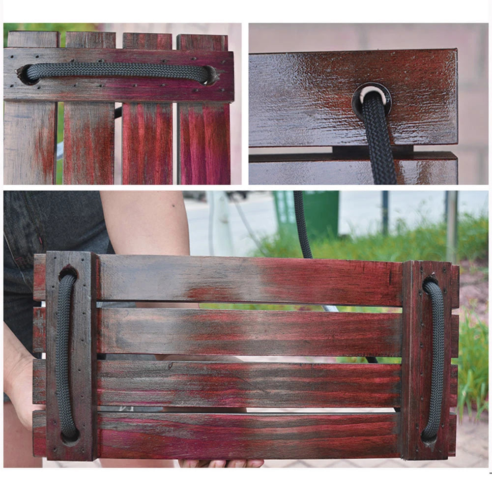 Solid Wood Swing Wooden Swing Seat Maximum Load 440Lbs Curved Swing Adjustable Rope Length Outdoor Rope Swing for Kids Adults