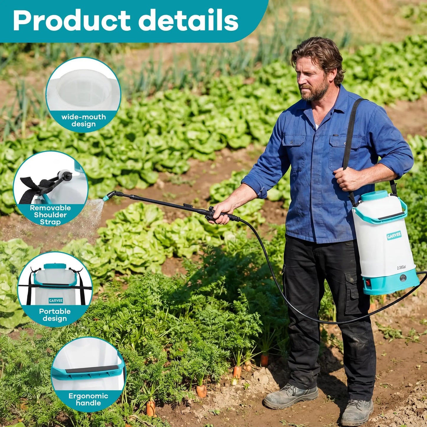 HiMISS 12V Battery Powered Electric Backpack Garden Sprayer