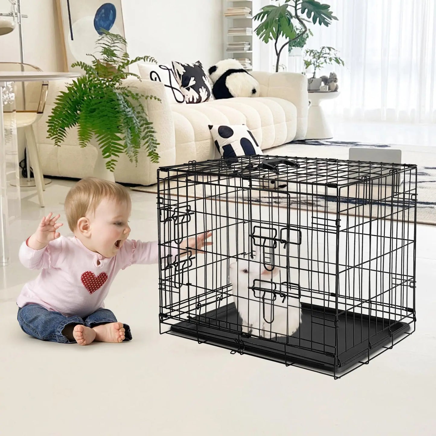 HiMISS Ferret Cage Portable Small Animal Habitat With Removable Tray