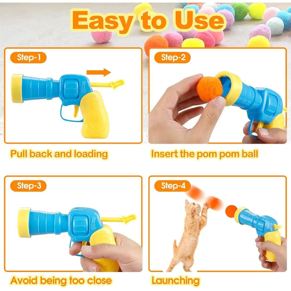 Interactive Cat Ball Launcher Toy With Plush Balls For Cats