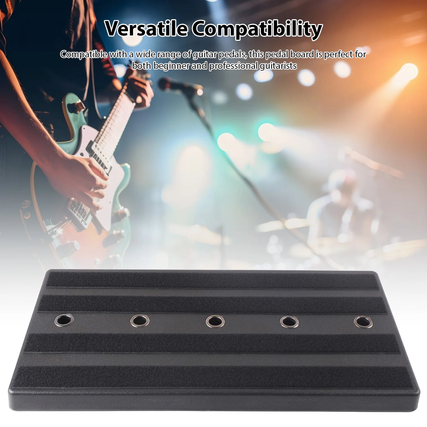 Rockhouse Guitar Pedal Board High-hardness PE Pedal Board w Compartment 11 Hole Storage Power Cord Pressure and Drop Resistance