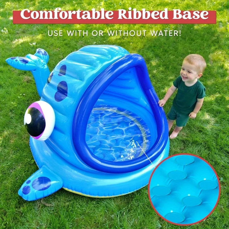 Inflatable Whale Kiddie Pool Tent for Toddler Swim Play