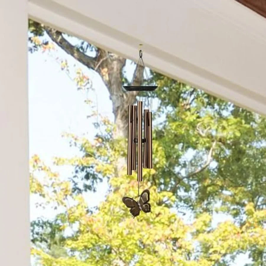 Woodstock Wind Chimes My Butterfly Chime, Bronze Aluminum Tubes, Small 21-Inch, Light Airy Sound Wind Chime for Outdoor Decor f