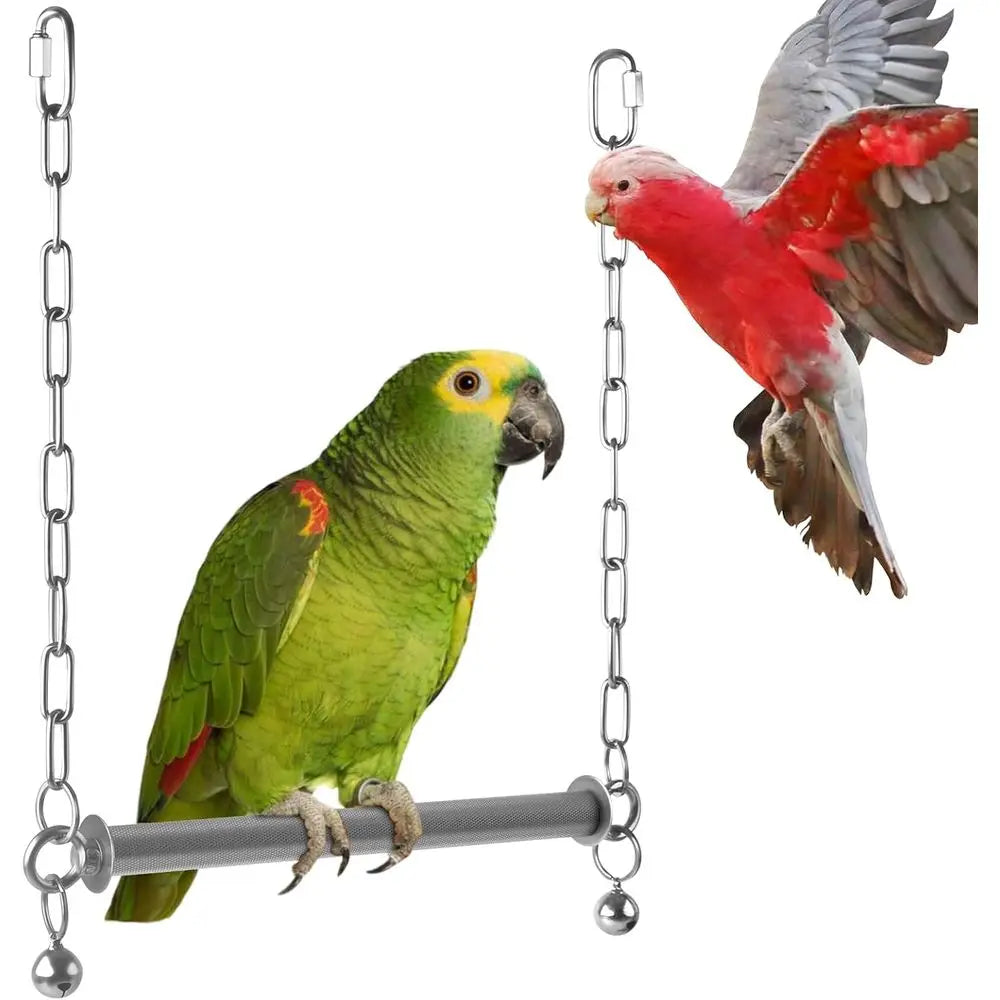 Large Bird Swing, Hanging Heavy Duty Parrot Swings Perches Stand Toys, Claw Grinding Birdcage Accessories for African Grey Cocka