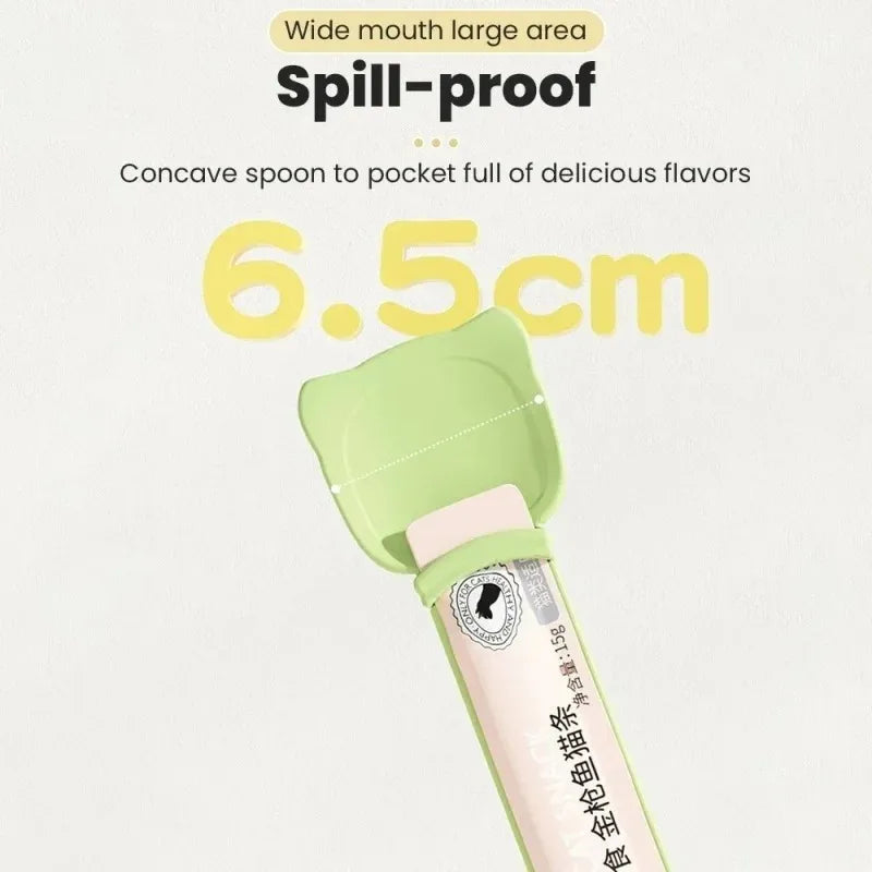 Cat Lickable Wet Food Feeder Spoon With Long Handle
