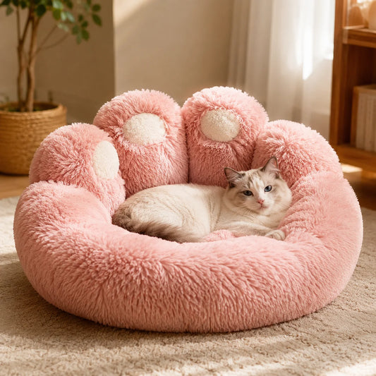 XMSJ Plush Paw Shaped Pet Bed All Season Nest Lining