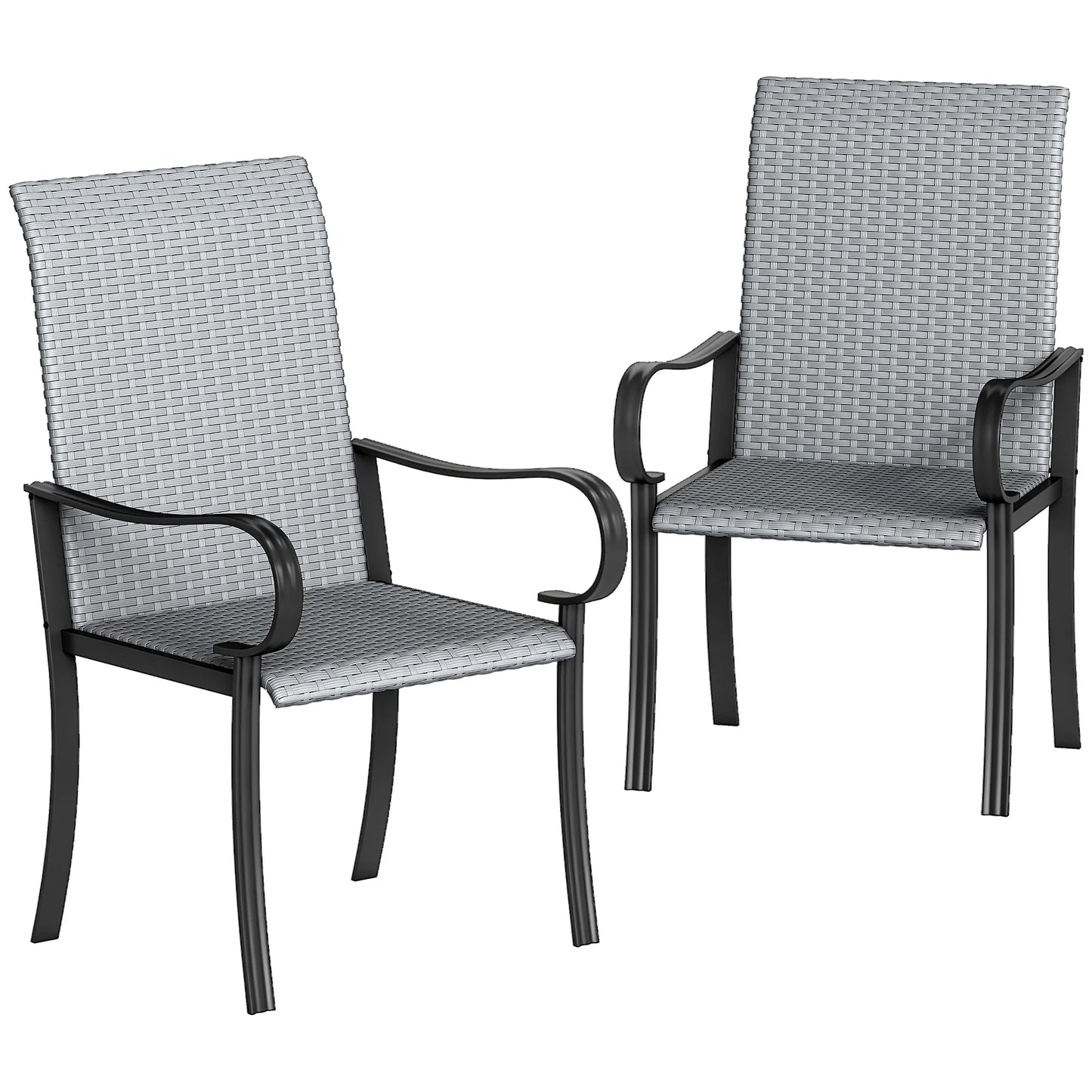 Outsunny Outdoor Wicker Dining Chairs With Armrests