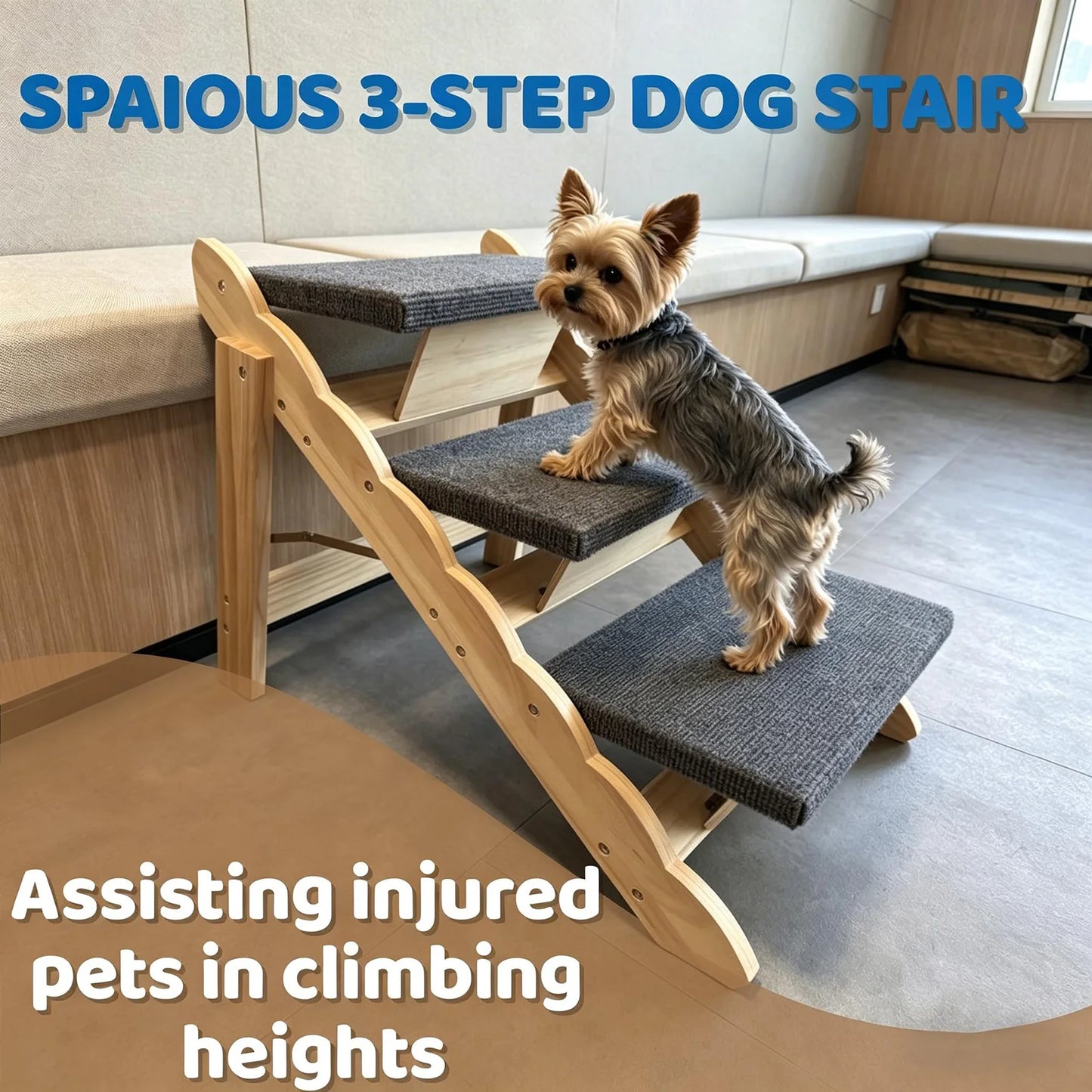 DishyKooker Wooden Pet Stairs And Folding Dog Car Ramp