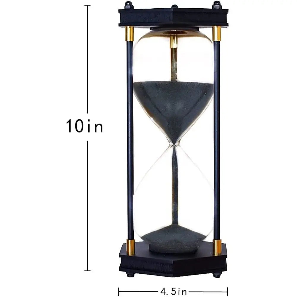 60 Minute Decorative Hexagon Sandglass with Black Sand
