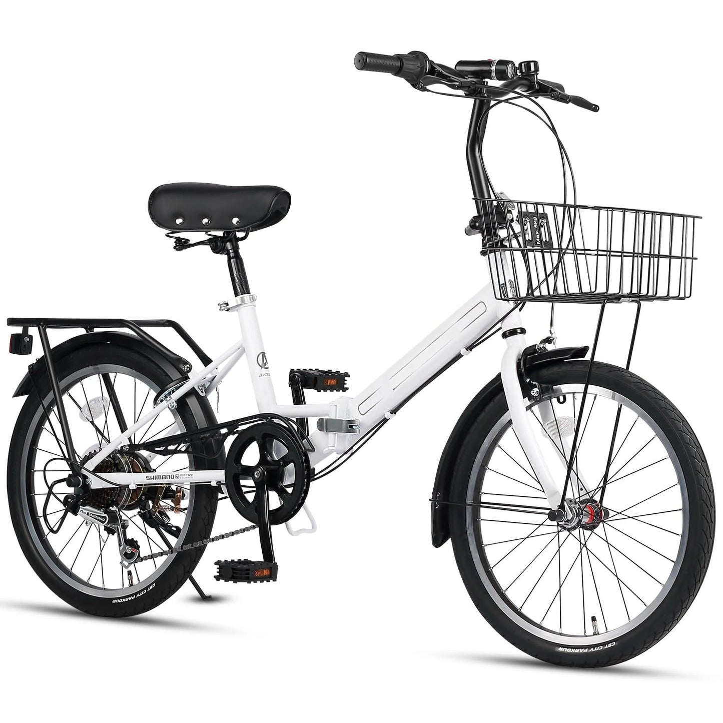 Quartet Folding Bike 7-Speed Caliper Brakes With Rack Basket