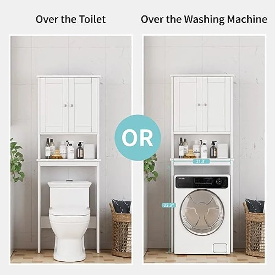 Over The Toilet Storage Cabinet Shelf Organizer With Anti Tip