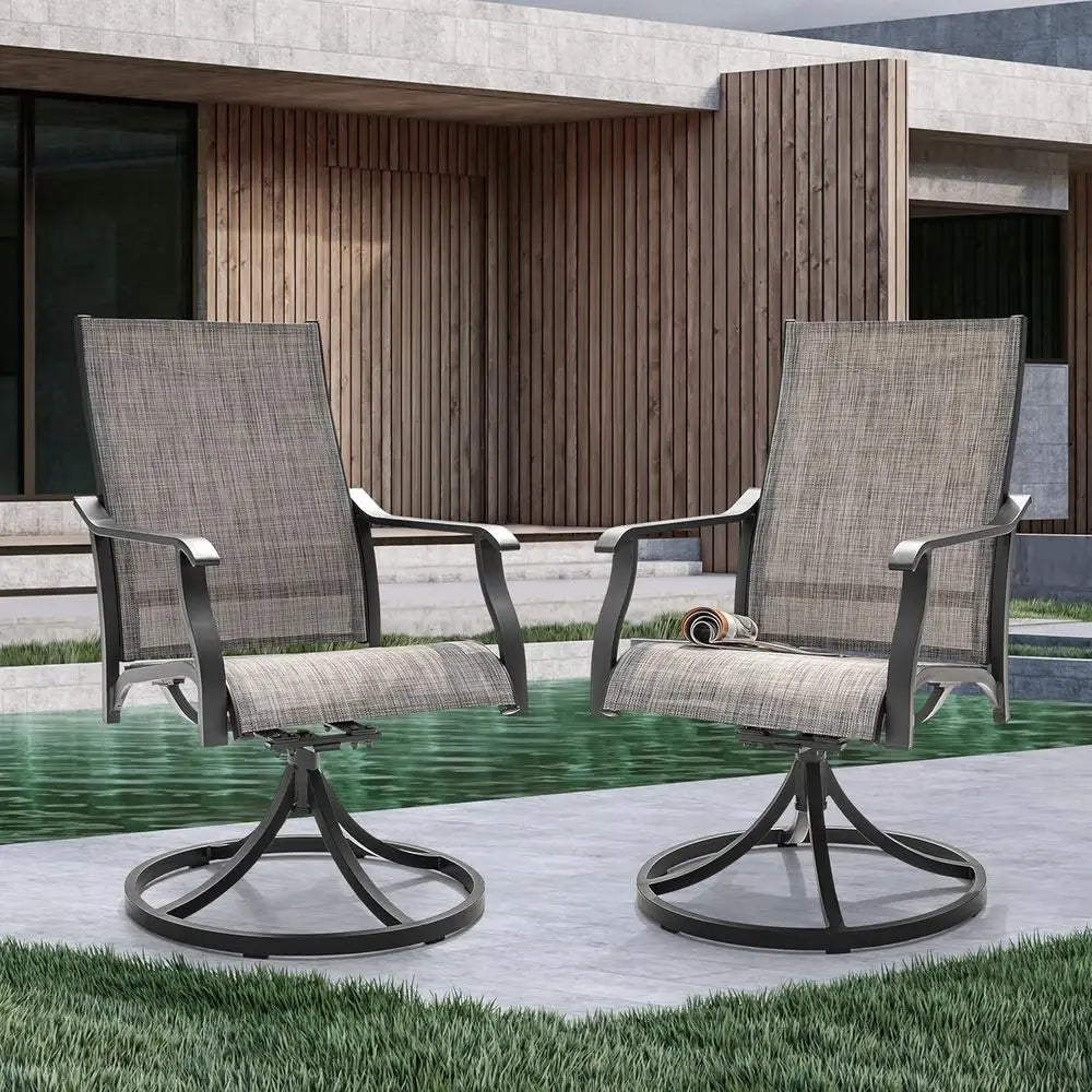 Swivel Outdoor Patio Dining Chair Set With High Back Frame