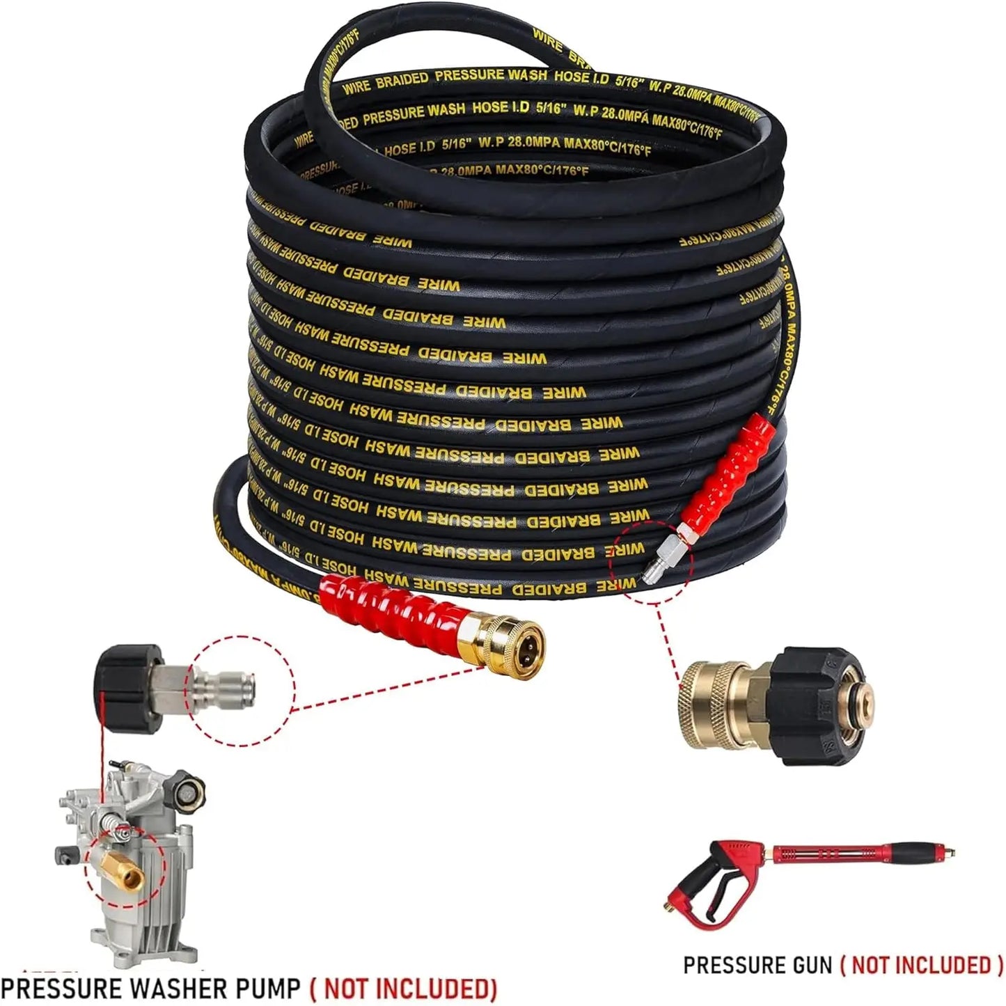 Kink Resistant High Pressure Washer Hose 4000 PSI Pro