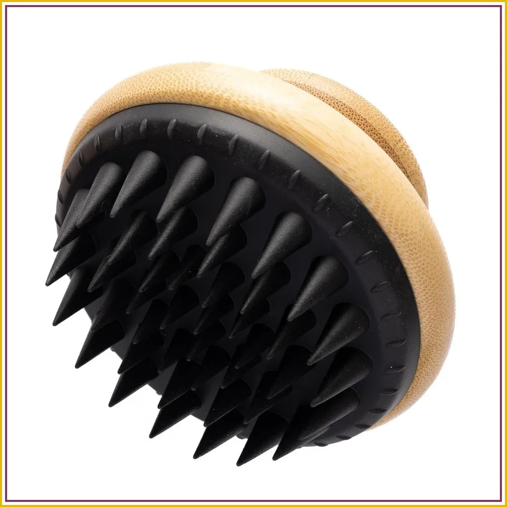 Bamboo Dog Bath Scrubber With Soft Silicone Bristles
