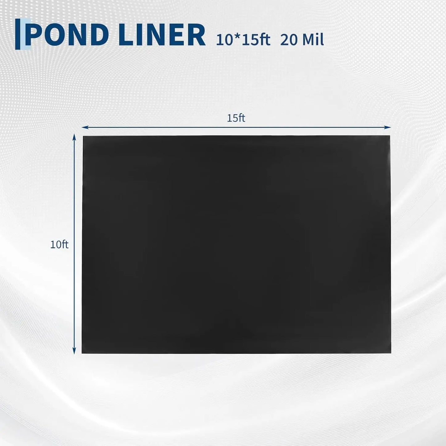 20 Mil HDPE Pond Liner, Heavy Duty Fish Koi Pond Waterproof Liner For Outdoor Garden Waterfall Fountain, 10x13 to 20x25 ft