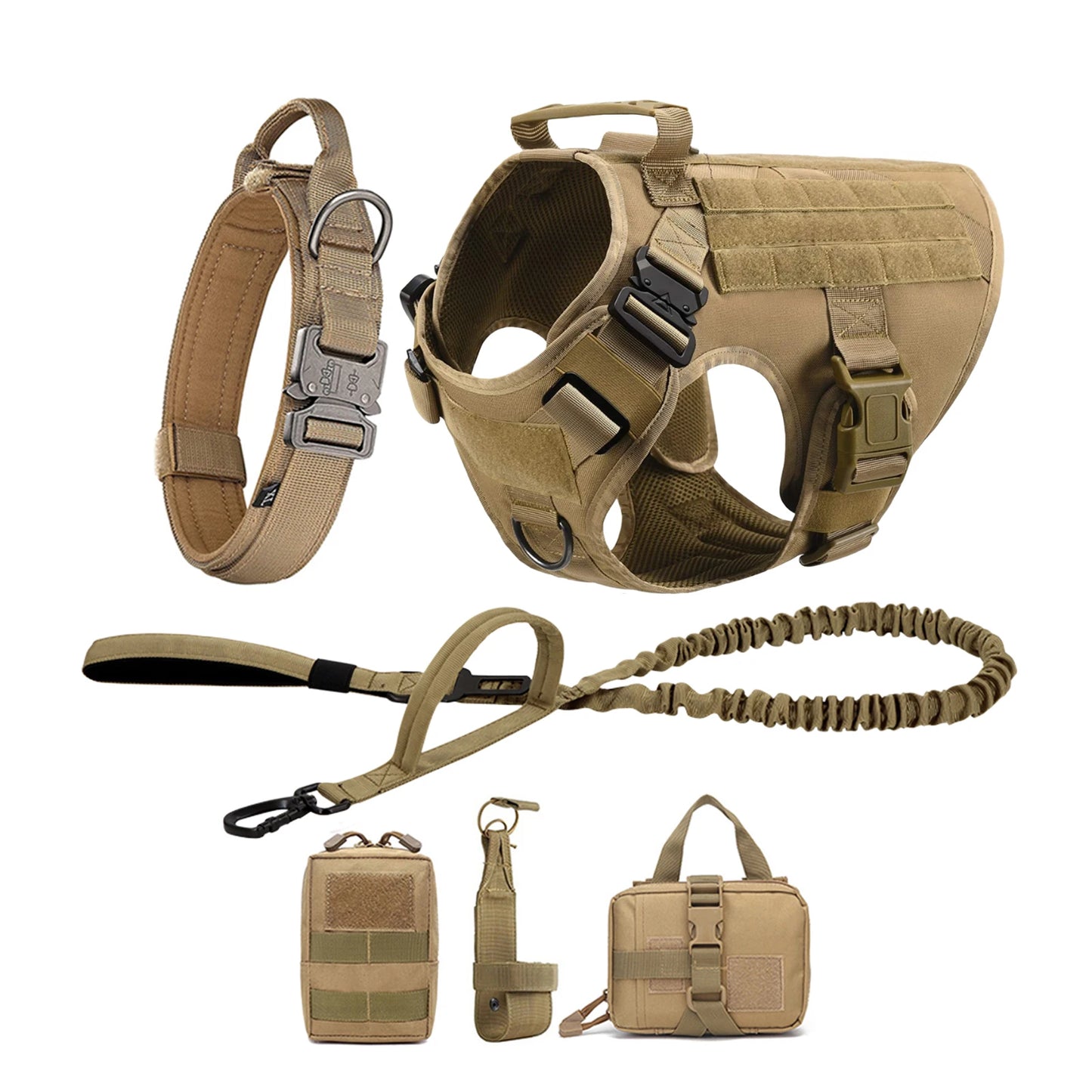 PETRAVELCN Tactical Dog Harness Vest Molle Pouches For Training