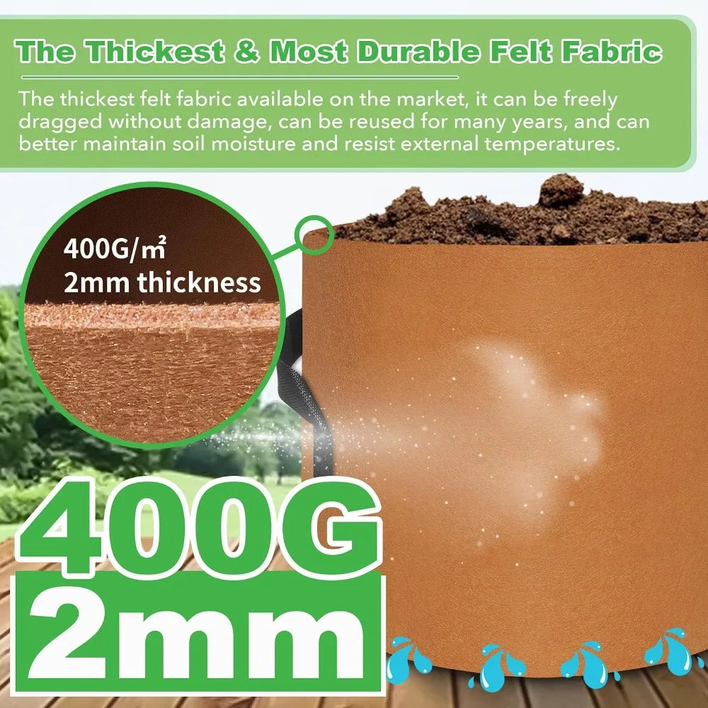 400G Thickest 7-Pack Plant Grow Bags, 10/7/5/3 Gallon, Colorful Fabric Pots with Labels