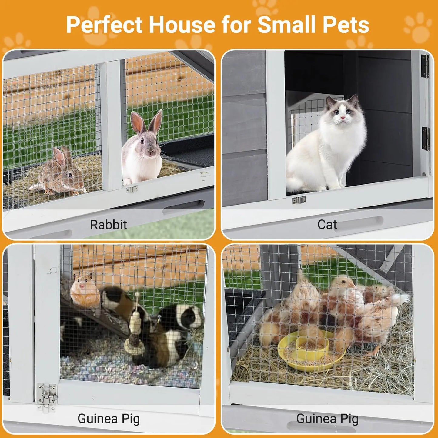 DishyKooker Two Tier Wooden Bunny Hutch With Removable Trays