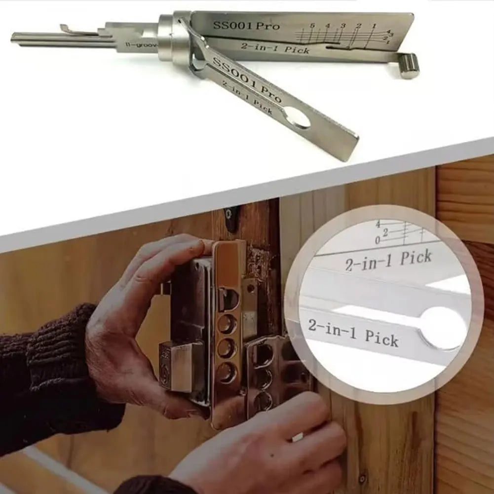 VODOOL 2 In 1 Stainless Steel Key Decoder Precision Hook And Pickup Tool