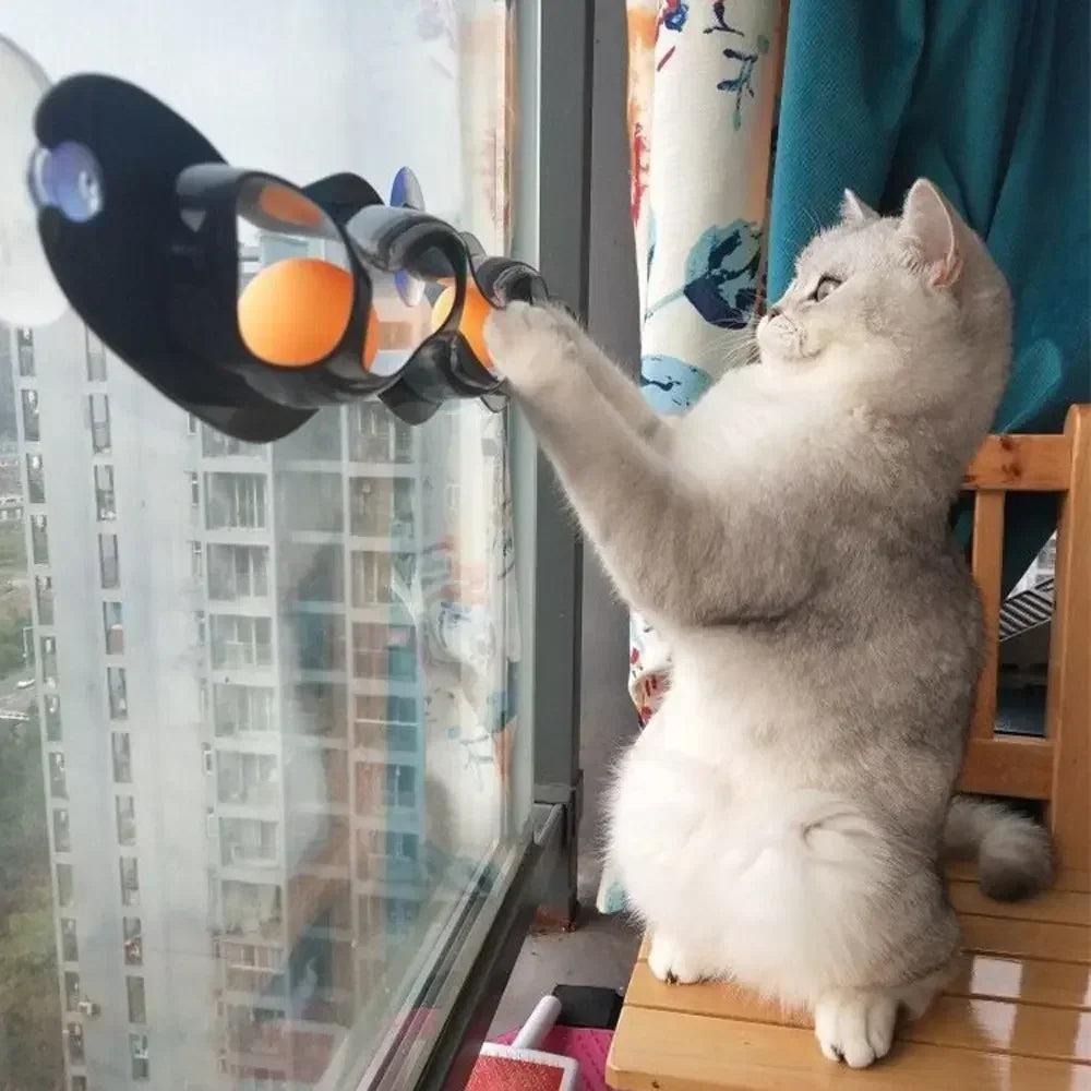 Plastic Sucker Track Ball Cat Toy For Window Adsorption
