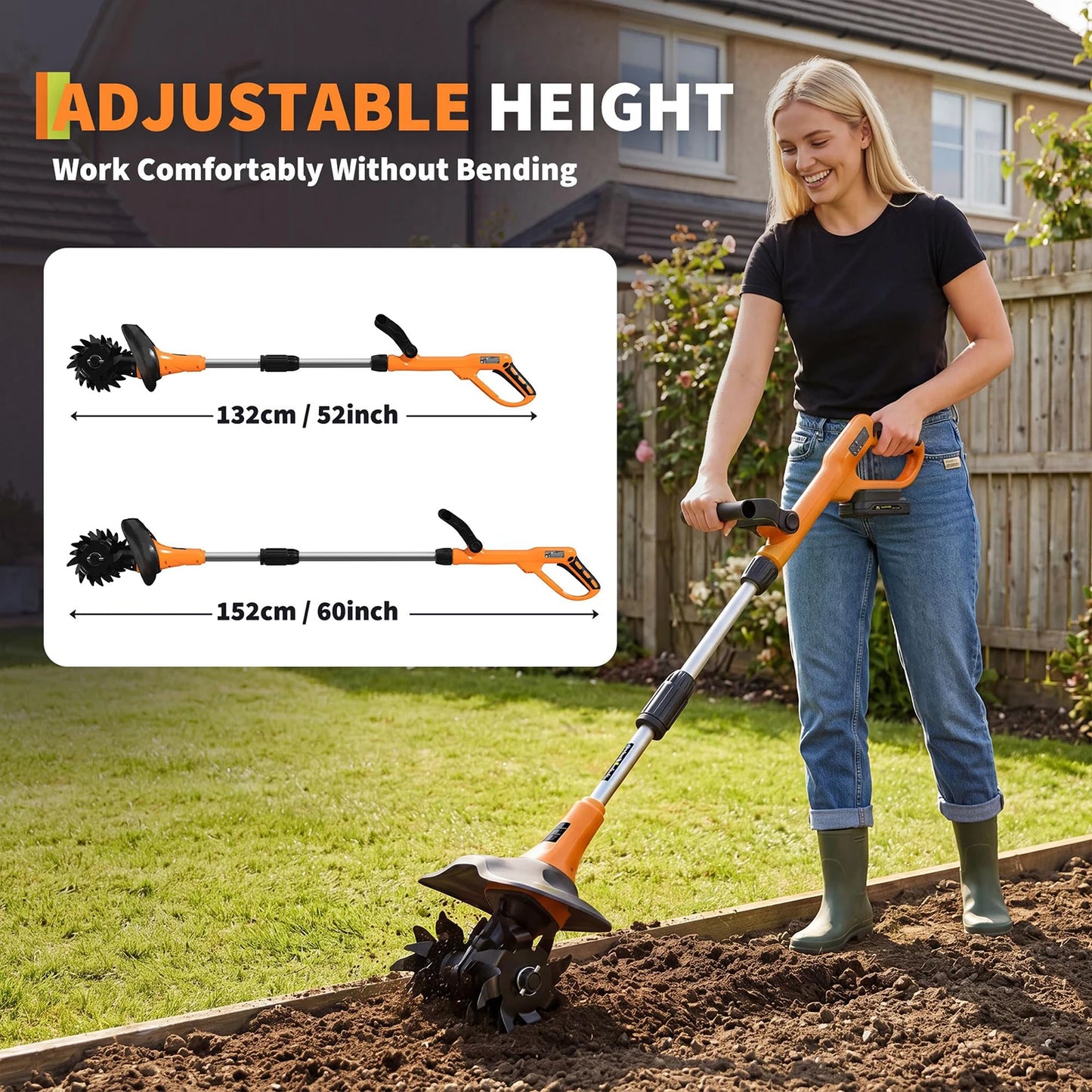 HiMISS 20V Cordless Garden Tiller Electric Cultivator
