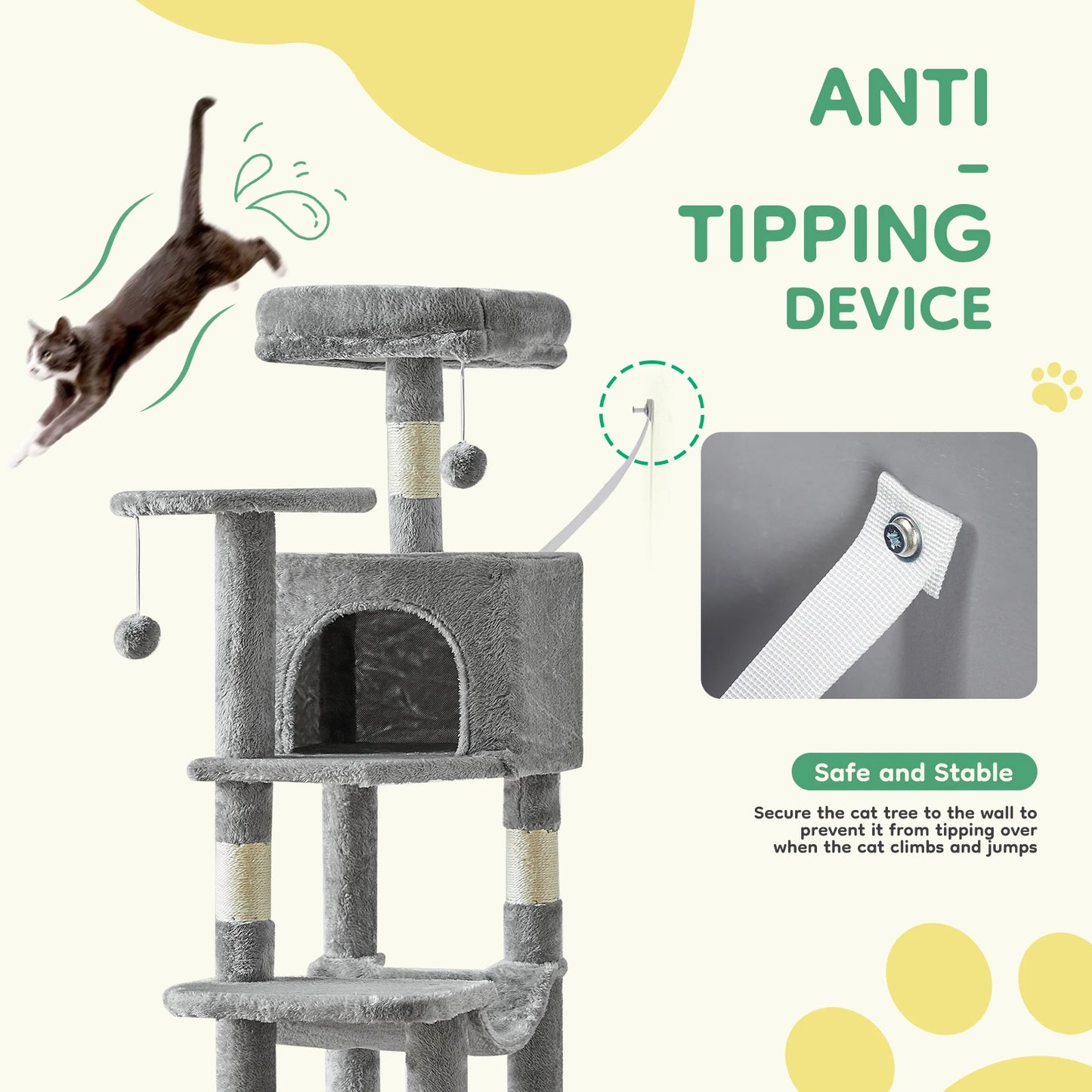 JHK Cat Tree Tall MultiCat Climbing Tower For Indoor Cats